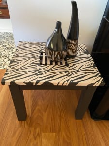 Safari / jungle style hand - stencilled coffee table