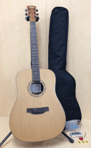 Klema K100DC Solid Cedar Top Dreadnought Acoustic Guitar, Natural Matt