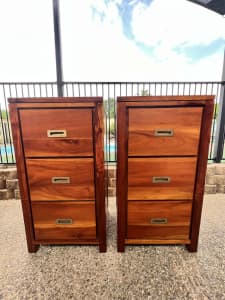 2 Excellent solid teakwood chest with metal runners with 3 drawers