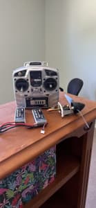 Model air plane remote and motor with two recharge batteries/charger