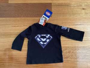 NEW WITH TAGS NB BABY SUPERMAN FOR TARGET FREMANTLE DOCKERS AFL TOP