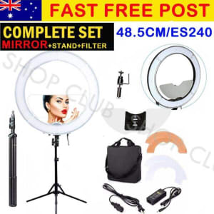 19" 5900K Dimmable Diva LED Ring Light Diffuser MIRROR Stand Make Up