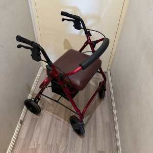 ADVENTURE ELDER MOBILITY AID SEAT WALKER 6 WITH PADDED SEAT & BRAKES