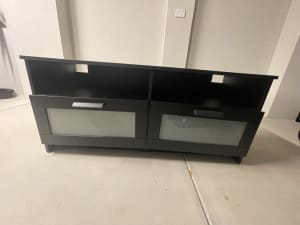 TV bench cabinet black with two drawers
