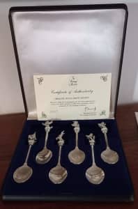 Set of 6 Silver Heraldic Royal Birth Spoons