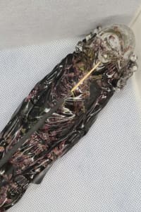 Resin Crypt Incense Burner with embedded purple Dried Flowers and blac