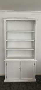 White Hamptons Display Cabinet/ Bookcase