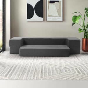 Grey Portable Sofa Bed Ottoman - Free Delivery
