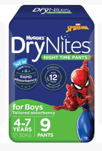 Huggies Drynites Night Time Pants Boys 4-7 Years (17-30kg) 9 Pack

