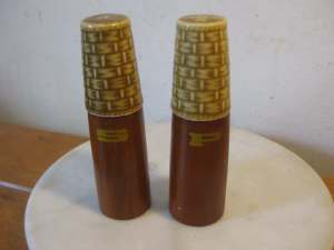Vintage /Retro Salt & Pepper Shakers(1960s)Japan (Ceramic & Teak Wood)