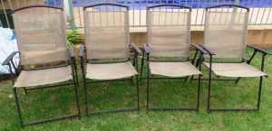 4xSTEEL FRAME MESH-FOLD UP CHAIRS-GOOD USED CONDIT-MIN RUST/PAINT CHIP