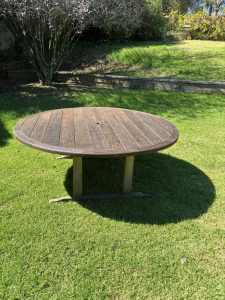 Round Hardwood Outdoor Table