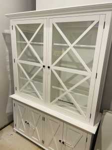 hampton’s style glass cabinet x2