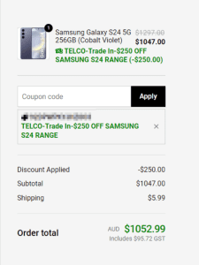 JB Hifi $250 coupon - Samsung Galaxy S24 series
