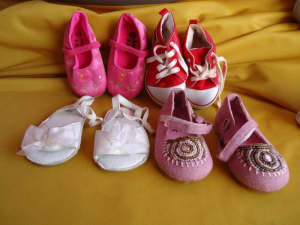 4 Pairs Baby Girl shoes Size 3 Pink Red White NEW NEW