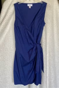 Ann Taylor Loft Blue Knee Length Solid Size 6 Wrap Dress