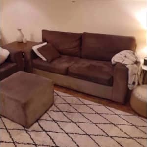 3 Seater Sofa Bed Brown Microfibre Great Condition 