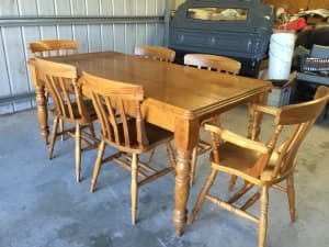 Dining Table & 6 Chairs. Solid NZ Kauri Pine. PRICE DROP.