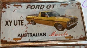 FORD XY GT UTE Tin Plate Poster Number Plate Style.