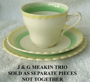 1930's To 1940's J & G MEAKIN SOL Lemon & Lime Scalloped Teacup (1)
