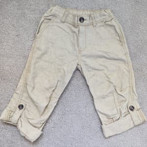 H&M Boys Size 2-3 Linen Blend Summer Pants Sand Colour 