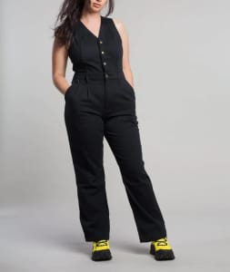 SUK Workwear Roper Suit Black Cotton Size AU4 XXS $180 RRP Brand New