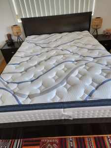 Queen bed with bedsides and mattress 
