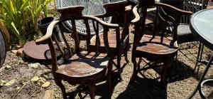 3 old timber chairs