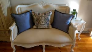 French provincial Louis style two seat sofa/loveseat 