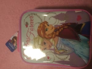 Anna & Elsa school lunchbox zipper, pink, official Frozen NEW