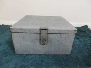 Vintage Galvanized Box Square-37cm Length x 37cm Depth x 18.5cm Height