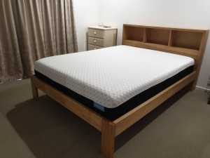 QUEEN SIZE PINE BED with BEDHEAD PLUS GOOD QUALITY THICK FOAM MATTRESS