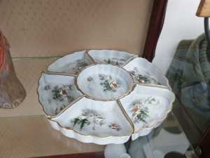 Antique Kutani Handpainted 7 divided Pieces Porcelain Set W30H2 Cm 