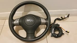 Subaru Impreza 3 spoke airbag steering wheel with clockspring $120

