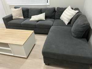 Charcoal 5-Seat Sofa with Right Chaise Longue