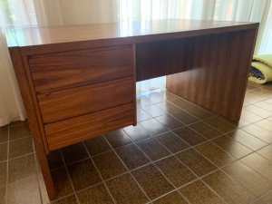 Free to good home - large teak veneer desk (Croydon Vic)