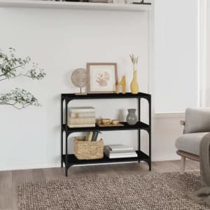 Book Cabinet Black 80x33x70.5 cm Engineered Wood and Steel...