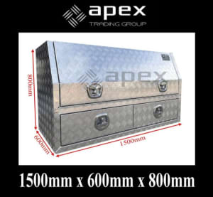 APEX ALUMINIUM TOOL BOX TOOLBOX UTE TRUCK BUILT IN DRAWERS 1568HDL