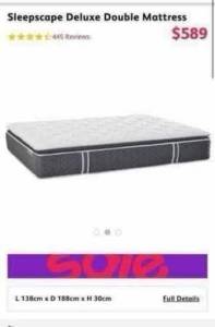 NEW IN BOX Sleepscape Double Deluxe Mattress Afterpay Available