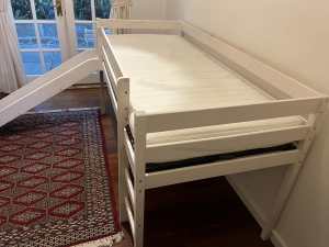 Bunk bed with slide and matching mattress in German style/ quality 