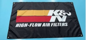 K & N High Flow Filters Flag Banner Workshop Shed Man Cave Old School