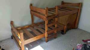 solid wooden single bunk bed frame 1.2m high, single bed on top, botto