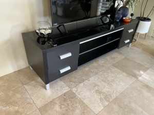 Black and tinted glass TV cabinet