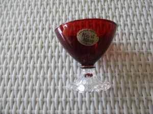 Red glass -Anchor Hocking glass $5 - 3 footed bowl $10 OR both $12