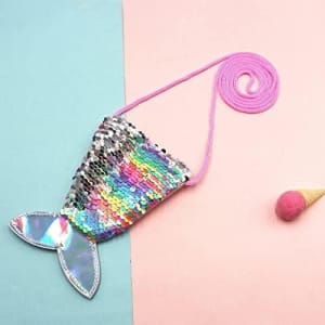 Rainbow Sequins Mermaid Tail Purse Handbag