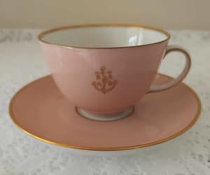 Vintage Furstenberg Porcelain Pink Cup & Saucer Hamburg America Line