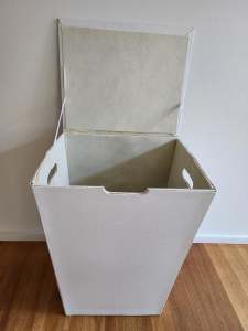Rectangular Off White Laundry Hamper with lid