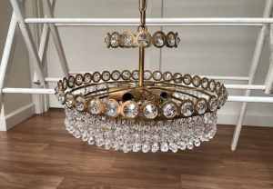Brass and Crystal Chandelier 