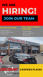 Positions Available Hacketts Discount Tyres Coopers Plains