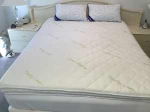 Queen super sleeper pro mattress topper with two pillows -